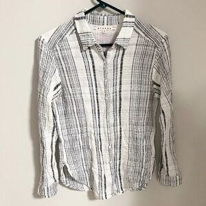 XIRENA cotton gauzy Stripe Check Button Up Shirt